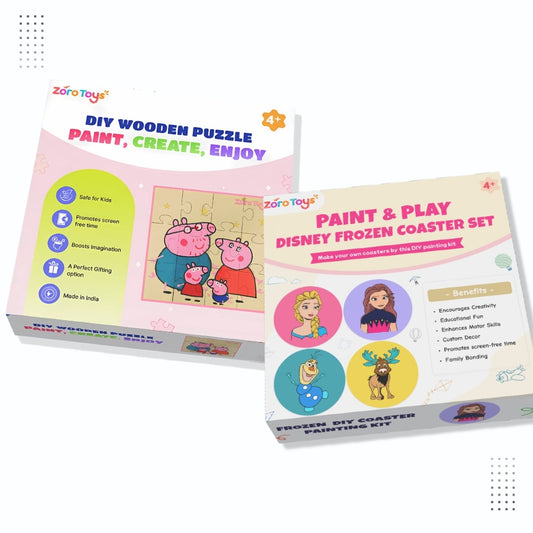 Disney Frozen Coasters & Peppa Pig Puzzle Combo Painting Kit