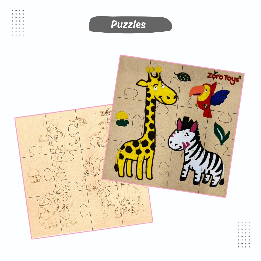 Dinosaur Coasters & Jungle animals Puzzle Combo Painting Kit