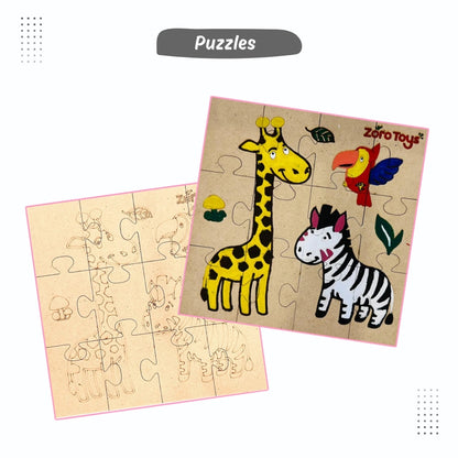 Dinosaur Coasters & Jungle animals Puzzle Combo Painting Kit